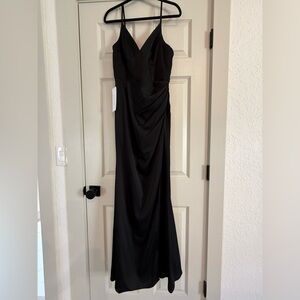 Azazie Shania Stretch Satin dress in black size A8